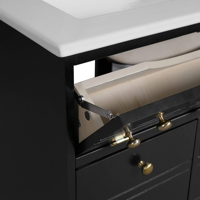 24' Bathroom Vanity with a Drawer & Two Soft-Closing Doors, Painted Modern Bathroom Storage Cabinet with Ceramic Sink, Stylish Single Sink Cabinet for Small Spaces Default -DTYStore