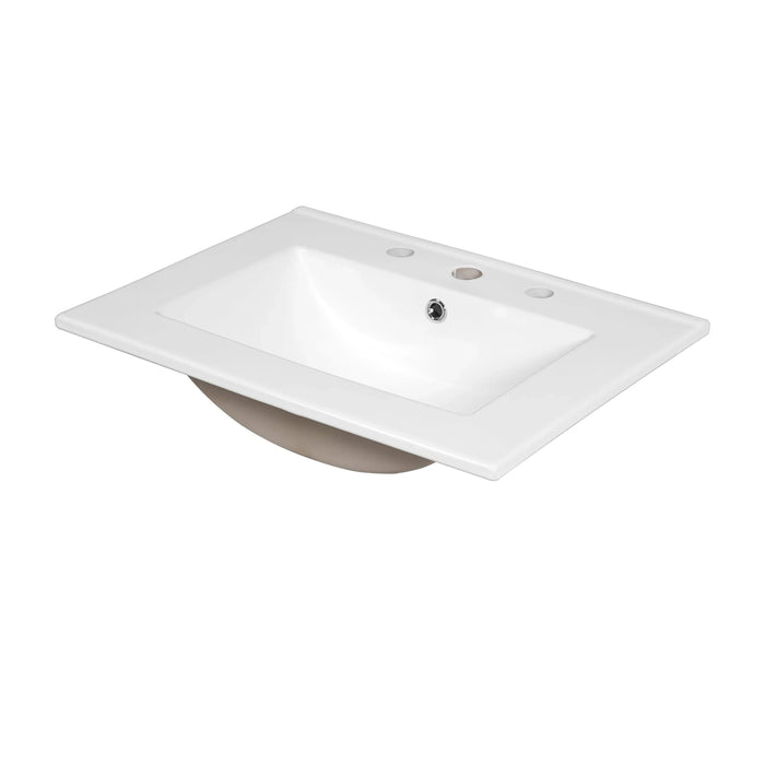 24' Bathroom Vanity with a Drawer & Two Soft-Closing Doors, Painted Modern Bathroom Storage Cabinet with Ceramic Sink, Stylish Single Sink Cabinet for Small Spaces Default -DTYStore