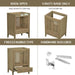 24' Bathroom Vanity without Sink, Base Only, Rattan Cabinet with Doors and Drawer, Solid Frame and MDF Board, Natural Default -DTYStore