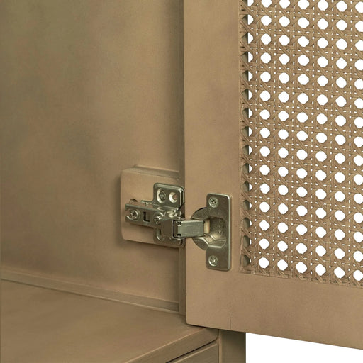 24' Bathroom Vanity without Sink, Base Only, Rattan Cabinet with Doors and Drawer, Solid Frame and MDF Board, Natural Default -DTYStore