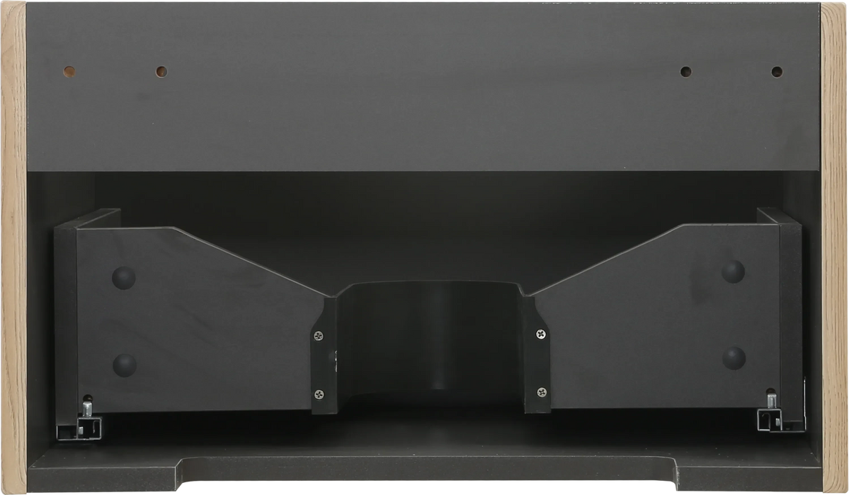 24'' Floating Bathroom Vanity with Sink Combo, Modern Wall-Mounted Striped Bathroom Storage Cabinet with Soft-Close Drawer and Glossy White Solid Surface Basin, Natural Oak 24V16-24NOW Default -DTYStore