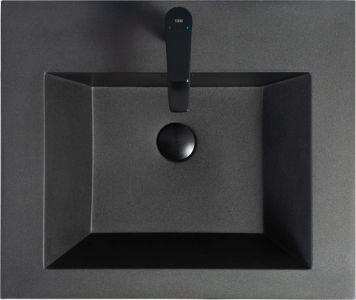 24' Floating Bathroom Vanity with Sink, Modern Wall-Mounted Bathroom Storage Vanity Cabinet with Black Quartz Sand Top Basin and Soft Close Drawers, EDI-Series Cement Grey 24V12-24GR Default -DTYStore