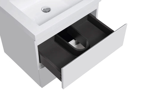24' Floating Bathroom Vanity with Sink, Modern Wall-Mounted Bathroom Storage Vanity Cabinet with Resin Top Basin and Soft Close Drawers, Glossy White 24V11-24GW Default -DTYStore