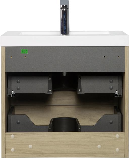 24' Floating Bathroom Vanity with Sink, Modern Wall-Mounted Bathroom Storage Vanity Cabinet with Resin Top Basin and Soft Close Drawers, Natural Oak 24V11-24NO Default -DTYStore