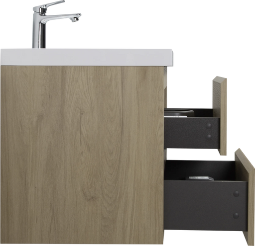 24' Floating Bathroom Vanity with Sink, Modern Wall-Mounted Bathroom Storage Vanity Cabinet with Resin Top Basin and Soft Close Drawers, Natural Oak 24V11-24NO Default -DTYStore