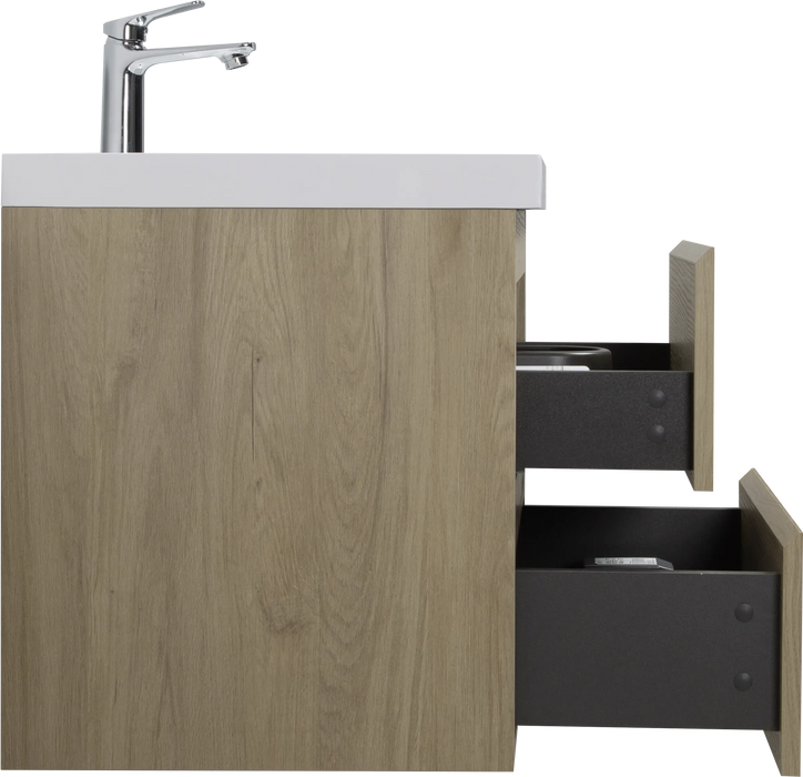 24' Floating Bathroom Vanity with Sink, Modern Wall-Mounted Bathroom Storage Vanity Cabinet with Resin Top Basin and Soft Close Drawers, Natural Oak 24V11-24NO Default -DTYStore