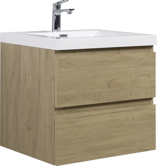 24' Floating Bathroom Vanity with Sink, Modern Wall-Mounted Bathroom Storage Vanity Cabinet with Resin Top Basin and Soft Close Drawers, Natural Oak 24V11-24NO Default -DTYStore