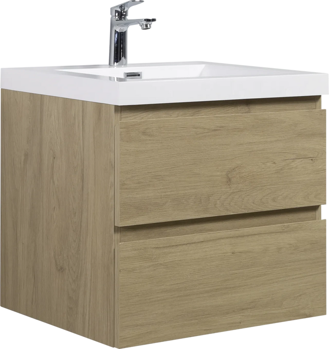 24' Floating Bathroom Vanity with Sink, Modern Wall-Mounted Bathroom Storage Vanity Cabinet with Resin Top Basin and Soft Close Drawers, Natural Oak 24V11-24NO Default -DTYStore