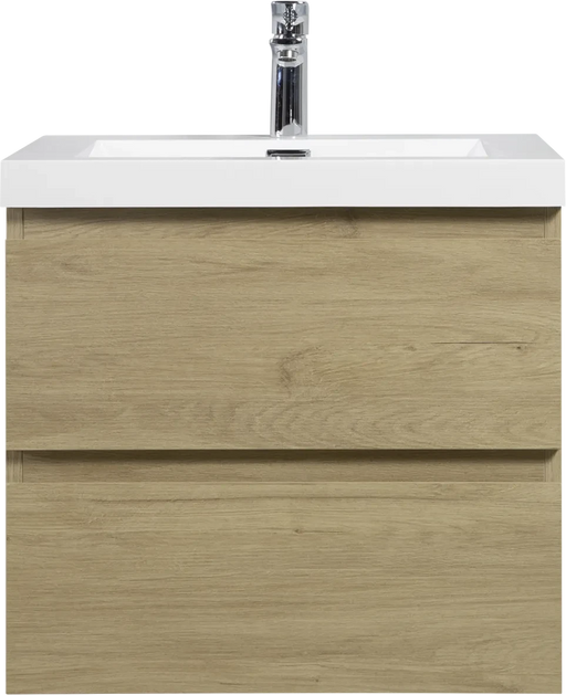 24' Floating Bathroom Vanity with Sink, Modern Wall-Mounted Bathroom Storage Vanity Cabinet with Resin Top Basin and Soft Close Drawers, Natural Oak 24V11-24NO Default -DTYStore