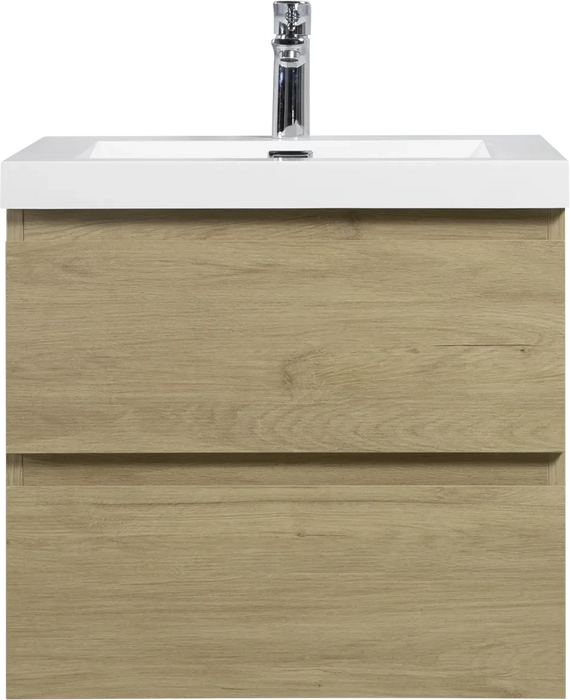 24' Floating Bathroom Vanity with Sink, Modern Wall-Mounted Bathroom Storage Vanity Cabinet with Resin Top Basin and Soft Close Drawers, Natural Oak 24V11-24NO Default -DTYStore