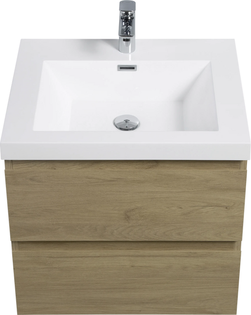 24' Floating Bathroom Vanity with Sink, Modern Wall-Mounted Bathroom Storage Vanity Cabinet with Resin Top Basin and Soft Close Drawers, Natural Oak 24V11-24NO Default -DTYStore