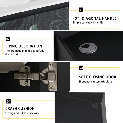 24'' Floating Wall-Mounted Bathroom Vanity With Ceramics Sink & Soft-Close Cabinet Door, KD-Package Default -DTYStore