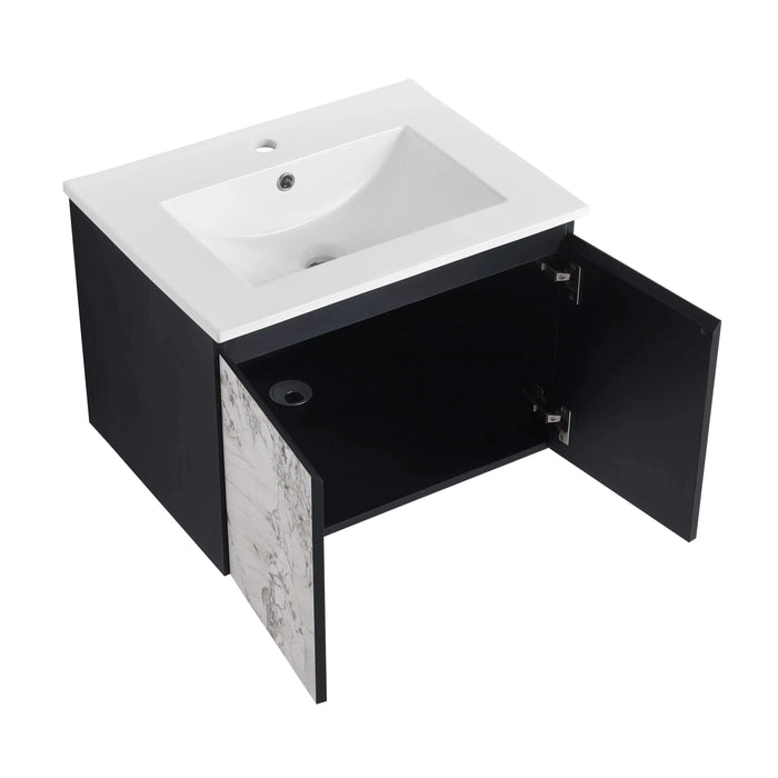 24'' Floating Wall-Mounted Bathroom Vanity With Ceramics Sink & Soft-Close Cabinet Door, KD-Package Default -DTYStore