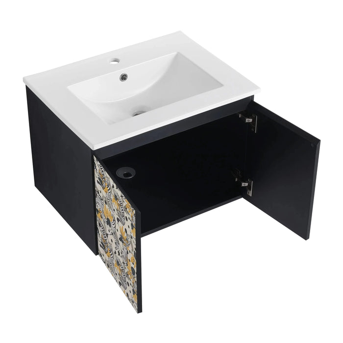 24'' Floating Wall-Mounted Bathroom Vanity With Ceramics Sink & Soft-Close Cabinet Door, KD-Package Default -DTYStore