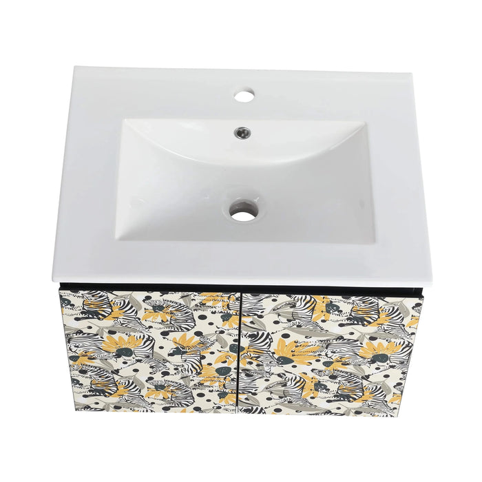 24'' Floating Wall-Mounted Bathroom Vanity With Ceramics Sink & Soft-Close Cabinet Door, KD-Package Default -DTYStore