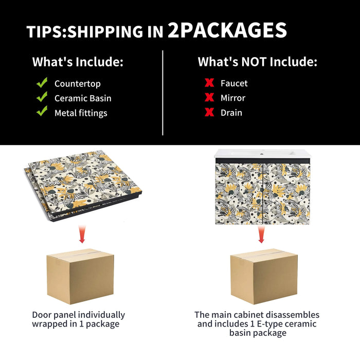 24'' Floating Wall-Mounted Bathroom Vanity With Ceramics Sink & Soft-Close Cabinet Door, KD-Package Default -DTYStore