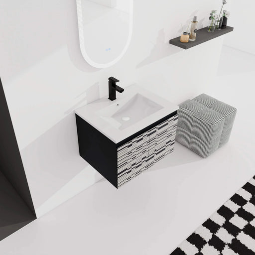 24'' Floating Wall-Mounted Bathroom Vanity With Ceramics Sink & Soft-Close Cabinet Door, KD-Package Default -DTYStore