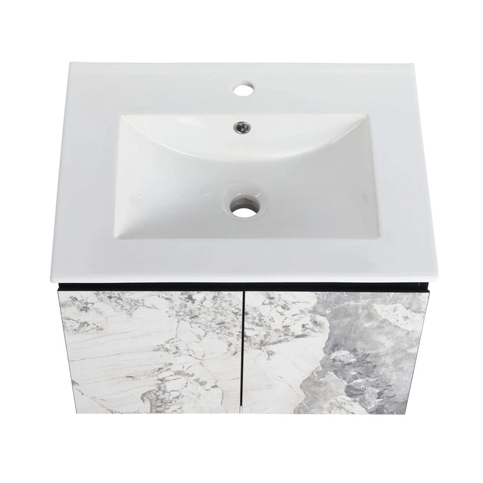 24'' Floating Wall-Mounted Bathroom Vanity With Ceramics Sink & Soft-Close Cabinet Door, KD-Package Default -DTYStore