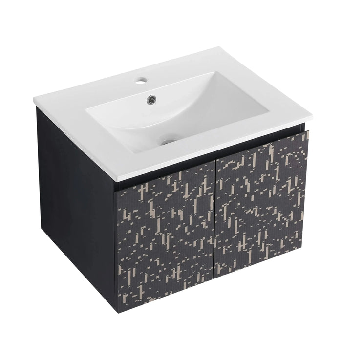 24'' Floating Wall-Mounted Bathroom Vanity With Ceramics Sink & Soft-Close Cabinet Door, KD-Package Default -DTYStore