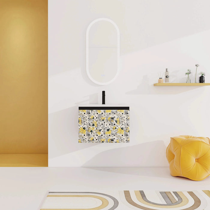 24'' Floating Wall-Mounted Bathroom Vanity With Ceramics Sink & Soft-Close Cabinet Door, KD-Package Default -DTYStore