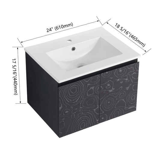 24'' Floating Wall-Mounted Bathroom Vanity With Ceramics Sink & Soft-Close Cabinet Door, KD-Package Default -DTYStore