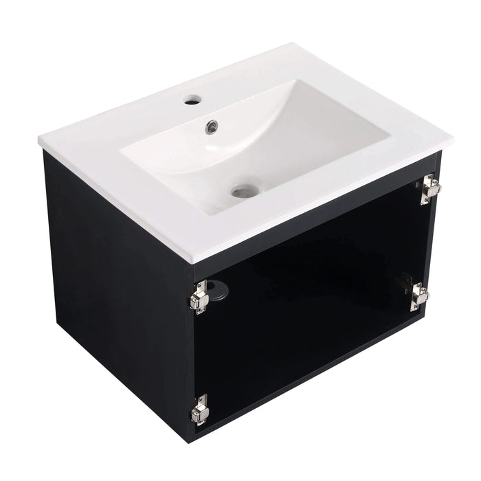 24'' Floating Wall-Mounted Bathroom Vanity With Ceramics Sink & Soft-Close Cabinet Door, KD-Package Default -DTYStore