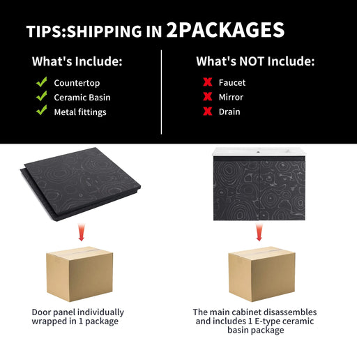 24'' Floating Wall-Mounted Bathroom Vanity With Ceramics Sink & Soft-Close Cabinet Door, KD-Package Default -DTYStore