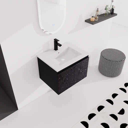 24'' Floating Wall-Mounted Bathroom Vanity With Ceramics Sink & Soft-Close Cabinet Door, KD-Package Default -DTYStore