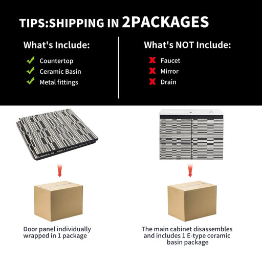 24'' Floating Wall-Mounted Bathroom Vanity With Ceramics Sink & Soft-Close Cabinet Door, KD-Package Default -DTYStore