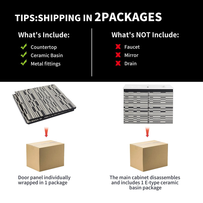 24'' Floating Wall-Mounted Bathroom Vanity With Ceramics Sink & Soft-Close Cabinet Door, KD-Package Default -DTYStore