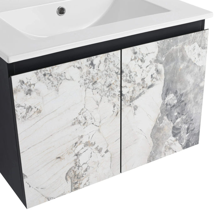 24'' Floating Wall-Mounted Bathroom Vanity With Ceramics Sink & Soft-Close Cabinet Door, KD-Package Default -DTYStore