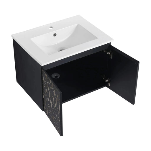 24'' Floating Wall-Mounted Bathroom Vanity With Ceramics Sink & Soft-Close Cabinet Door, KD-Package Default -DTYStore
