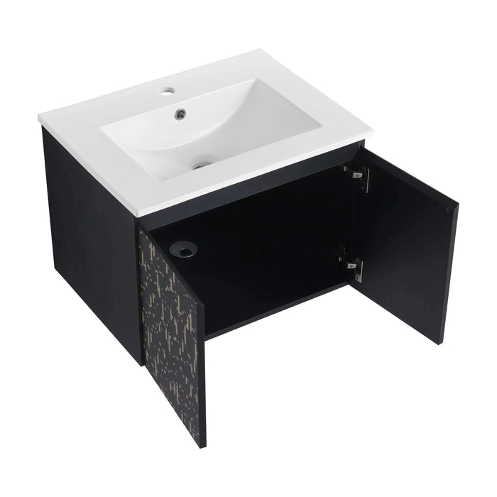 24'' Floating Wall-Mounted Bathroom Vanity With Ceramics Sink & Soft-Close Cabinet Door, KD-Package Default -DTYStore