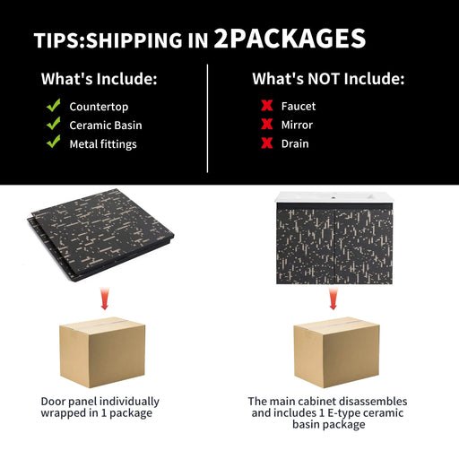 24'' Floating Wall-Mounted Bathroom Vanity With Ceramics Sink & Soft-Close Cabinet Door, KD-Package Default -DTYStore