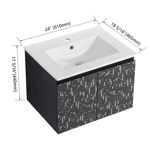 24'' Floating Wall-Mounted Bathroom Vanity With Ceramics Sink & Soft-Close Cabinet Door, KD-Package Default -DTYStore