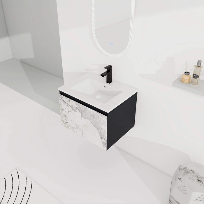 24'' Floating Wall-Mounted Bathroom Vanity With Ceramics Sink & Soft-Close Cabinet Door, KD-Package Default -DTYStore