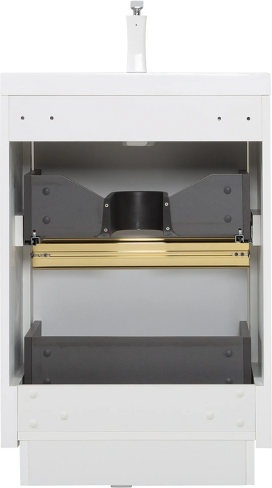 24' Freestanding Bathroom Vanity with Sink, Bathroom Storage Vanity Cabinet with Stone Resin Countertop and Soft Close Drawers, Glossy White 24V14-24GW Default -DTYStore