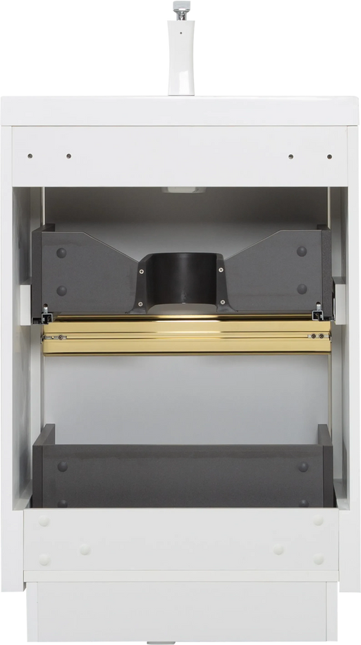 24' Freestanding Bathroom Vanity with Sink, Bathroom Storage Vanity Cabinet with Stone Resin Countertop and Soft Close Drawers, Glossy White 24V14-24GW Default -DTYStore