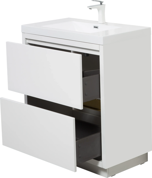 24' Freestanding Bathroom Vanity with Sink, Bathroom Storage Vanity Cabinet with Stone Resin Countertop and Soft Close Drawers, Glossy White 24V14-24GW Default -DTYStore