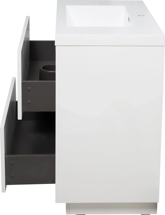 24' Freestanding Bathroom Vanity with Sink, Bathroom Storage Vanity Cabinet with Stone Resin Countertop and Soft Close Drawers, Glossy White 24V14-24GW Default -DTYStore