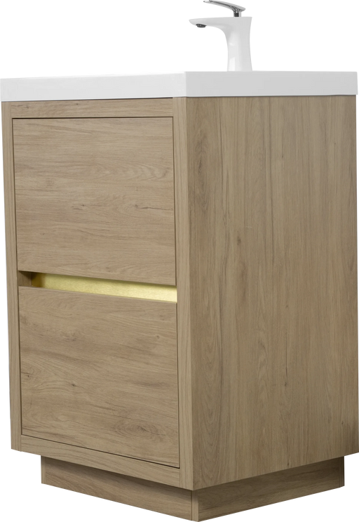 24' Freestanding Bathroom Vanity with Sink, Bathroom Storage Vanity Cabinet with Stone Resin Countertop and Soft Close Drawers, Natural Oak 24V14-24NO Default -DTYStore