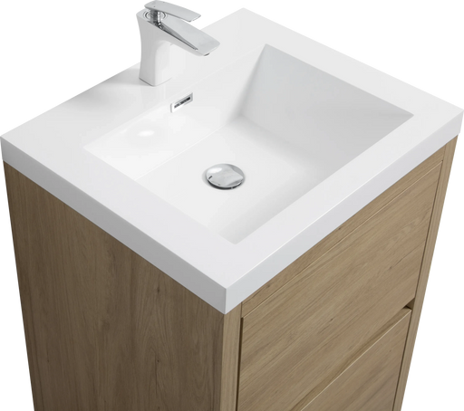 24' Freestanding Bathroom Vanity with Sink, Bathroom Storage Vanity Cabinet with Stone Resin Countertop and Soft Close Drawers, Natural Oak 24V14-24NO Default -DTYStore