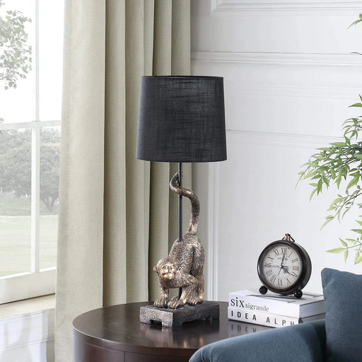 24' In Wildlife Old World Antique Bronze Capuchin Monkey Polyresin Table Lamp Default -DTYStore