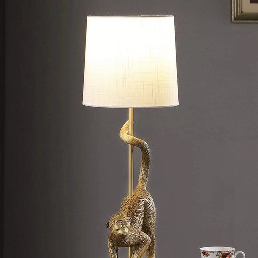 24' In Wildlife Old World Gold Capuchin Monkey Polyresin Table Lamp Default -DTYStore