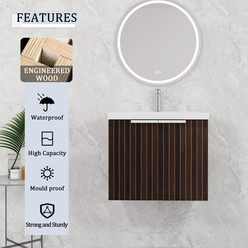 24 Inch Bathroom Cabinet With Resin Sink,Soft Close Doors,Float Mounting Design, For Small Bathroom Default -DTYStore