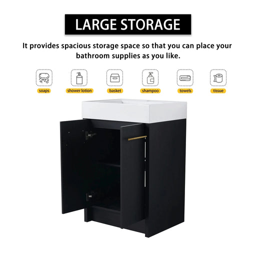 24 Inch Freestanding Bathroom Vanity with Resin Sink, With Soft Closing Door, KD-Package Default -DTYStore
