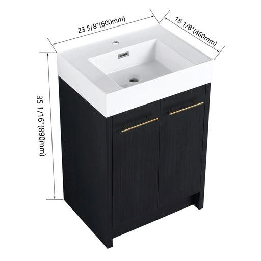24 Inch Freestanding Bathroom Vanity with Resin Sink, With Soft Closing Door, KD-Package Default -DTYStore