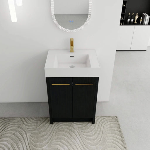24 Inch Freestanding Bathroom Vanity with Resin Sink, With Soft Closing Door, KD-Package Default -DTYStore