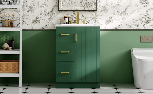 24' Modern Bathroom Vanity with Sink, Small Bathroom Sink Cabinet with 2 Drawers and Soft-Closing Door, Under-mount Sink Bathroom Cabinet with Drawers Default -DTYStore