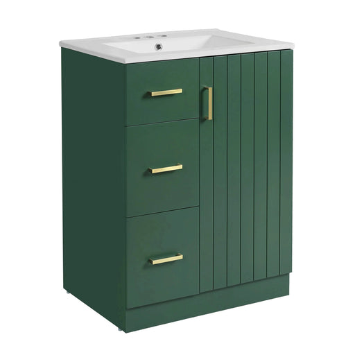 24' Modern Bathroom Vanity with Sink, Small Bathroom Sink Cabinet with 2 Drawers and Soft-Closing Door, Under-mount Sink Bathroom Cabinet with Drawers Default -DTYStore